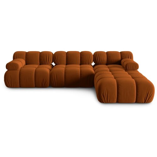 Micadoni Home oranžna žametna kotna sedežna garnitura (desni kot) bellis &amp;ndash; Slike