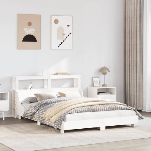 Furnova Posteljni okvir brez vzmetnice bel 140x200 cm trdna borovina, (21941498) Slike