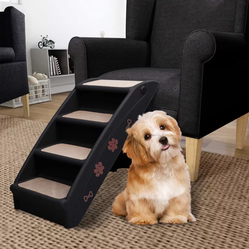 vidaXL Zložljive stopnice za pse črne 62x40x49,5 cm