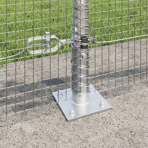 VidaXL zavarena žičana ograda s 13 flanged stupova 0.4x25 m Pocinčani čelik Slike