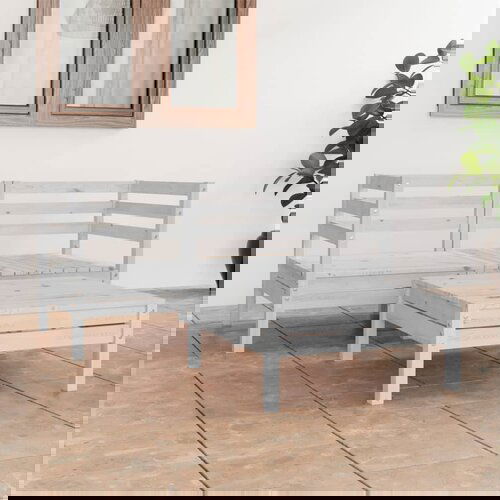  The Living Store Vrtna sedežna garnitura 3-delna bela trdna borovina - Vrtna Sedežna Garnitura, (21469942) Cene