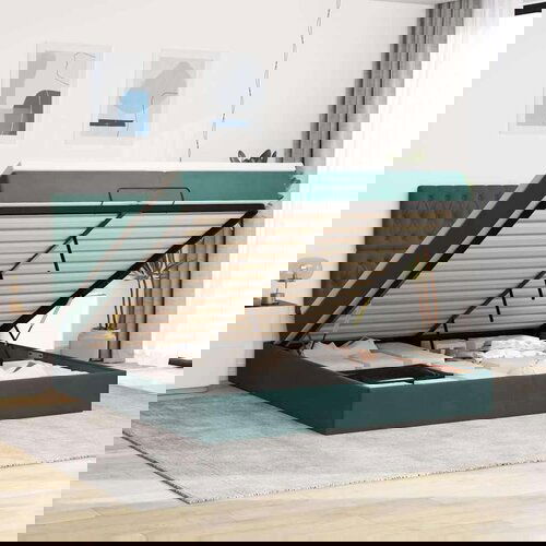  Okvir kreveta s madracima tamnozeleni 200x200cm baršunasti Cijene