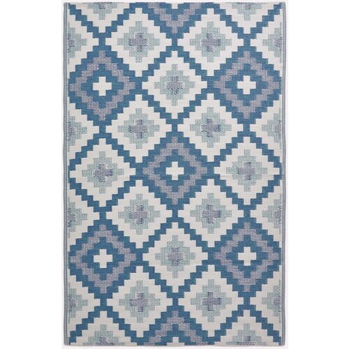 HOMESCAPES Mia Aztec modra preproga za zunanjo uporabo, 150x240 cm, (20744770) Cene