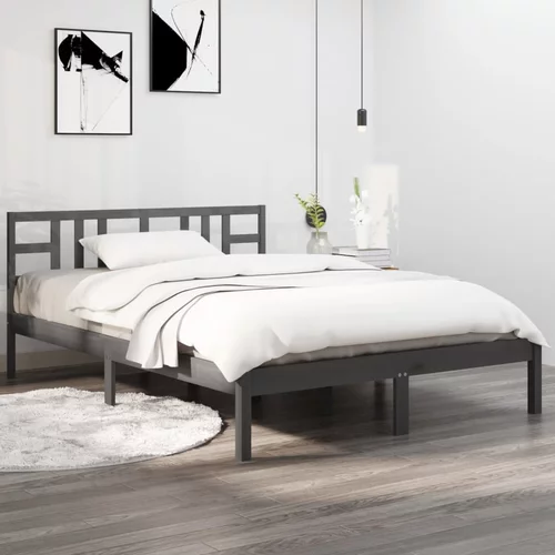  Okvir za krevet od masivnog drva sivi 180x200 cm 6FT veliki