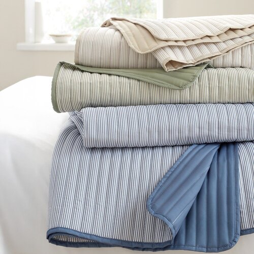 Catherine Lansfield Zeleno pre&amp;scaron;ito pregrinjalo 220x230 cm Stripe &amp;ndash; Slike