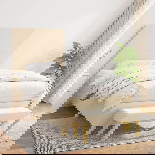 VidaXL Krevet s oprugama i madracem krem 90 x 190 cm od tkanine Slike