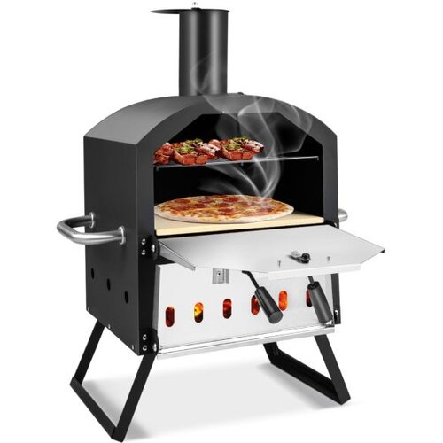  2-slojna peć za pizzu s roštiljem, kamenom za pizzu i lopaticom za pizzu te vodootpornim poklopcem Cene