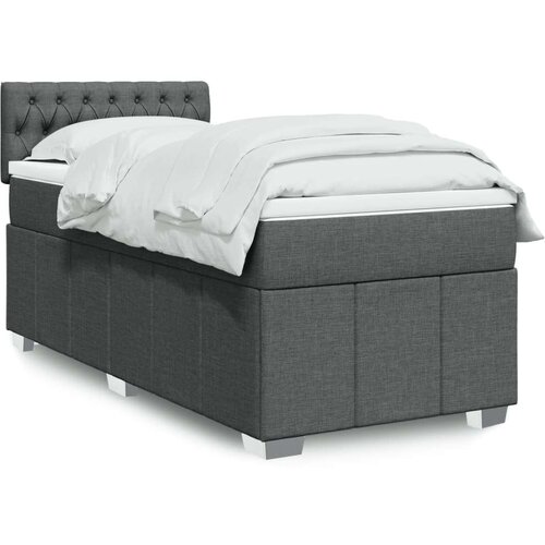 vidaXL Box spring postelja z vzmetnico temno siva 100x200 cm blago Cene