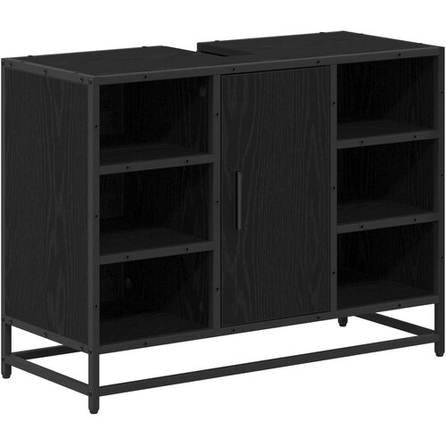  Set namje&amp;scaron;taja za kupaonicu 2 kom. Crni hrast Konstruirano drvo Crna 80 x 33 x 60 cm Slike