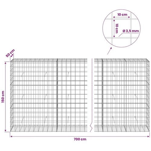  Gabion s žicom debljine 3 5 mm i mrežom 10x10 cm 700x50x150 cm - 50 cm 150 cm 700 cm Slike