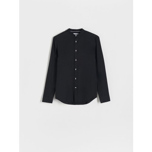 Reserved srajca slim fit s pokončnim ovratnikom - črna Cene