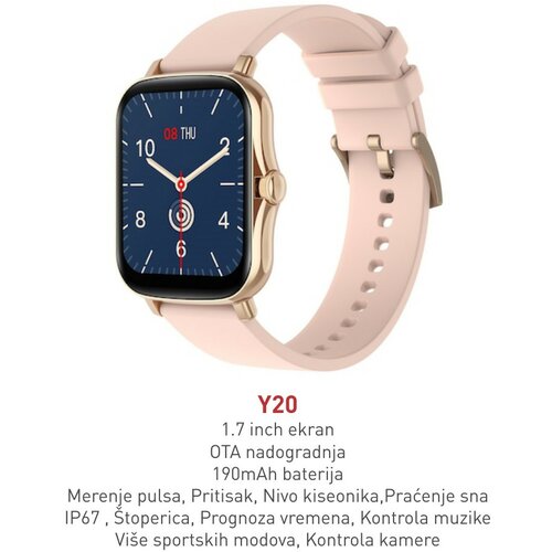 Smart Watch Y20 (silikonska narukvica) roze pametni sat Slike