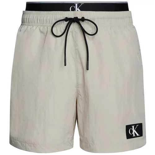 Calvin Klein Swimwear Kratke kopalne hlače svetlo siva / črna / bela