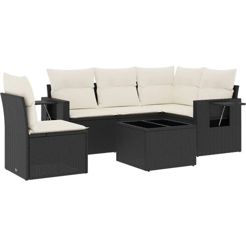Maison Chic Seti vrtnega pohištva - Vrtna garnitura - Vrtni pohištvo set 6-delna z blazinami črna poli ratan, (21804138) Cene