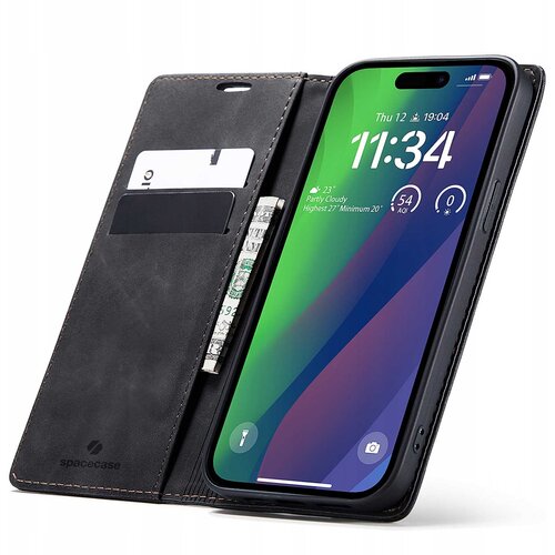Spacecase OVITEK DENARNICA ZA IPHONE 15 ČRNO OVITEK 15 PRO MAX, (21963841) Cene