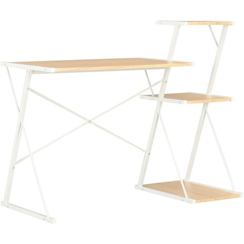 VidaXL Pisalna miza s polico bela in barva hrasta 116x50x93 cm Slike