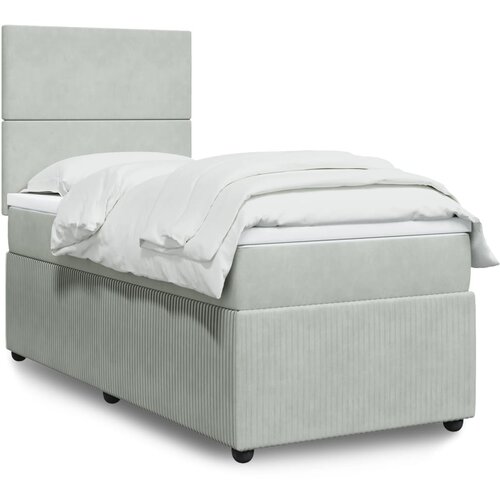 vidaXL Box spring postelja z vzmetnico svetlo siva 90x200 cm žamet Cene