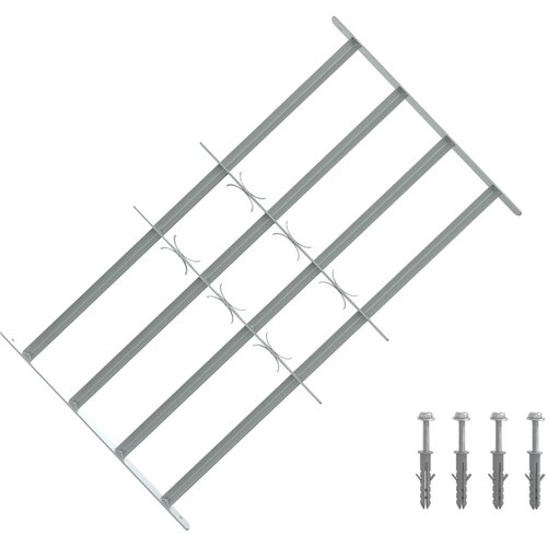  Sigurnosna re&amp;scaron;etka za prozore s 4 poprečne &amp;scaron;ipke 3 kom. Srebrna 630-1140 mm Slike