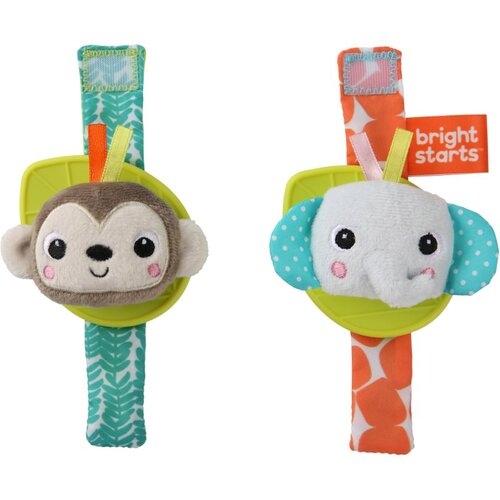 Bright Starts Wrist Pals Toy zvečka za ruku s grickalicom Monkey &amp;amp; Elephant 0 m+ 2 kom Slike