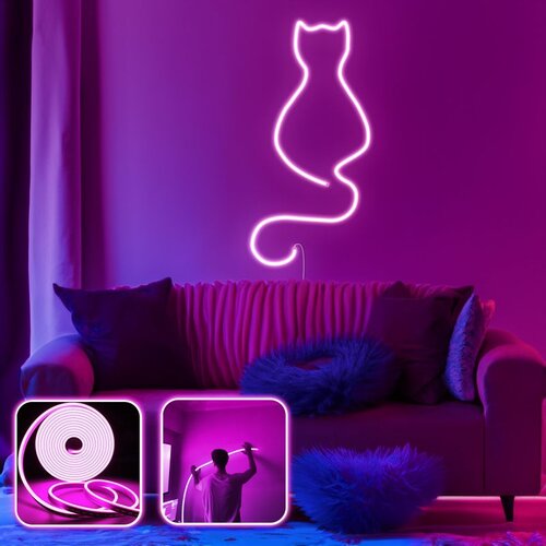 Opviq daisy the cat - medium - pink pink decorative wall led lighting Cene