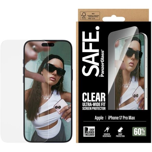 PanzerGlass SAFE. by &amp;reg; Screen Protector iPhone 17 Pro Max | Ultra-Wide Fit w. EasyAligner Prozirna za&amp;scaron;tita za zaslon Apple 1 kom Slike