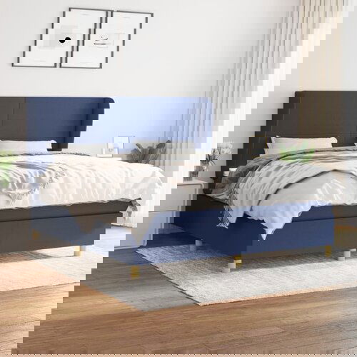 The Living Store Box spring postelja z vzmetnico modra 160x200 cm blago - Box Spring Postelja, (21438727) Slike