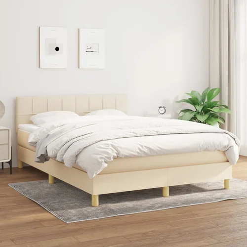 The Living Store Box spring postelja z vzmetnico krem 140x200 cm blago - Box Spring Postelja, (21514167)