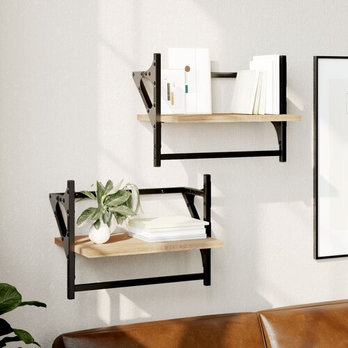  The Living Store Stenske police s prečkami 2 kosa sonoma hrast 40x25x30 cm - Stenska Polica, (21444257) Cene