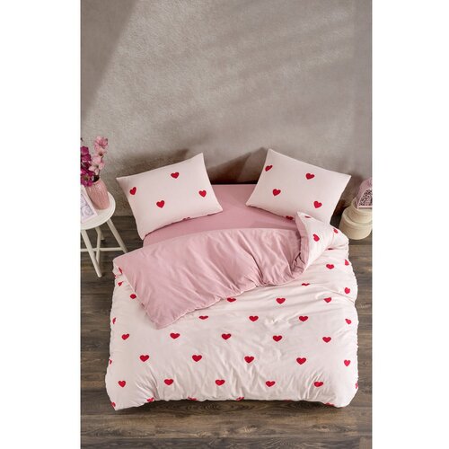 Mila Home Rožnata enojna/podalj&amp;scaron;ana posteljnina z rjuho/3-delna 160x220 cm Red Heart &amp;ndash; Slike