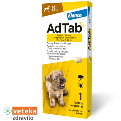 AdTab tableta proti zajedalcem za pse, 1.3-2.5kg/56,25mg Cene