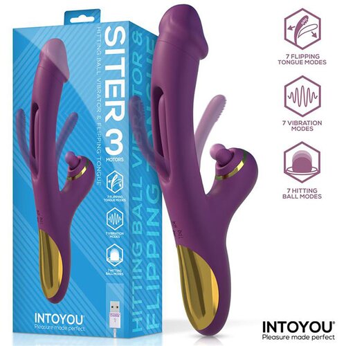 INTOYOU Siter Vibrator with Hitting Ball &amp;amp; Flipping Tongue 3 Motors Purple Slike