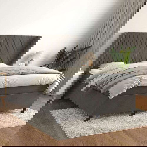  Box spring postelja z vzmetnico temno siva 140x200 cm žamet, (20901996) Cene