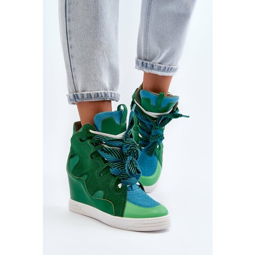 Kesi Women's wedge sneakers Green Leoppa Slike