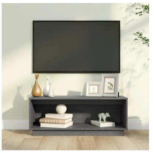  TV omarica siva 90x35x35 cm trdna borovina