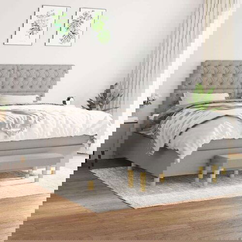  Box spring postelja z vzmetnico svetlo siva 160x200 cm žamet, (20789025) Cene