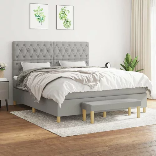  Box spring postelja z vzmetnico svetlo siva 160x200 cm žamet, (20789025)