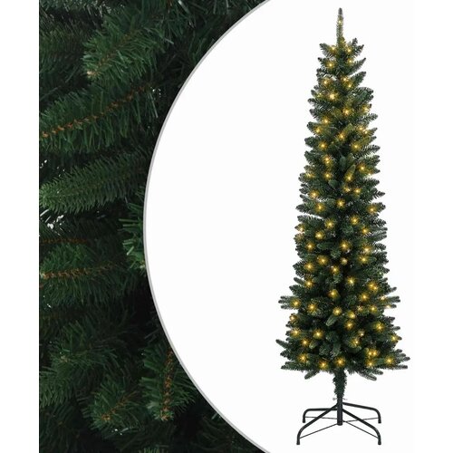  Umjetno vitko božićno drvce 120 cm 150 LED lampica Topla bijela - 120 cm s LED svjetlima Zelena Slike