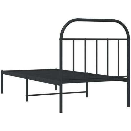 VidaXL Metalni okvir za krevet s uzglavljem crni 90x200 cm Slike