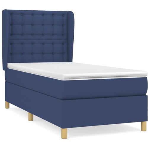 VidaXL Box spring postelja z vzmetnico modra 90x200 cm blago, (20895965) Slike