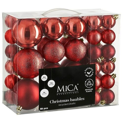 Mica Decorations Božićne kuglice (Svijetlo crvena, Plastika, Promjer: 4 cm - 8 cm, 46 Kom.) Cijene