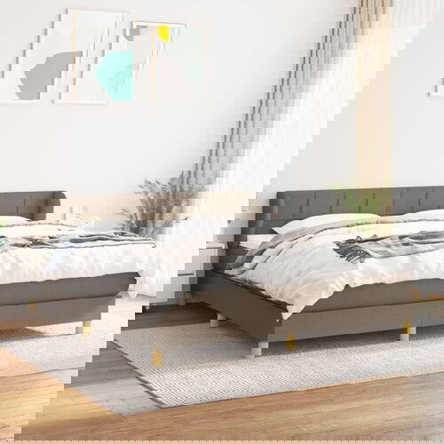VidaXL Box spring postelja z vzmetnico taupe 160x200 cm blago Slike