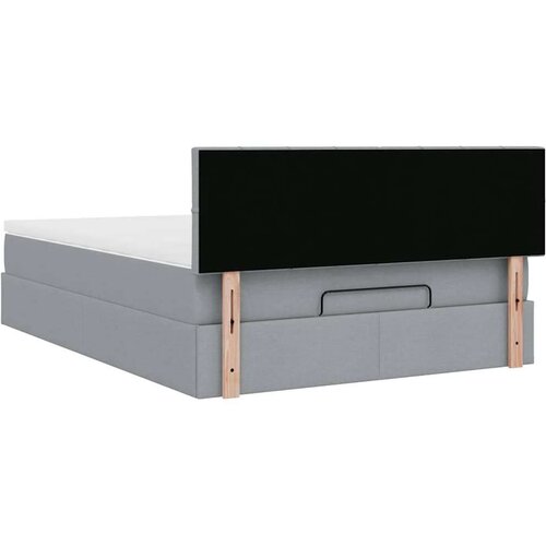 VidaXL Otomanski krevet s madracem svijetlosivi 140x190 cm od tkanine Slike