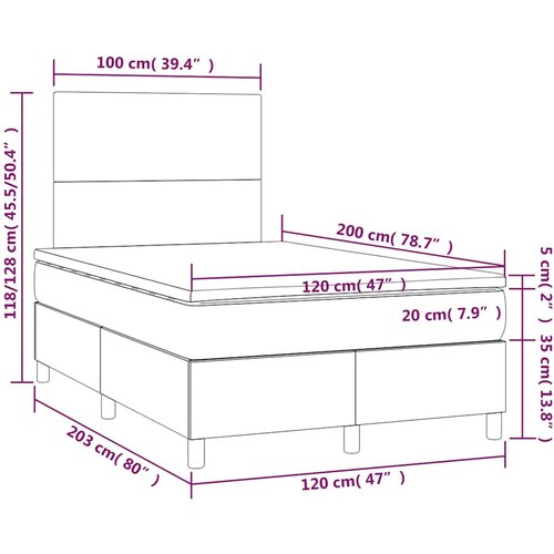  box spring s madracem LED tamnosivi 120 x 200 cm tkanina Slike