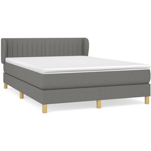 VidaXL Box spring postelja z vzmetnico temno siva 140x200 cm blago, (20901336) Slike