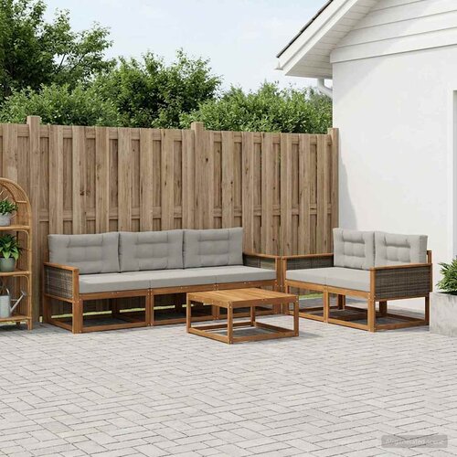  Set vanjskih sofa s jastukom 6 pcs Prirodna i Svjetlosiva Cene