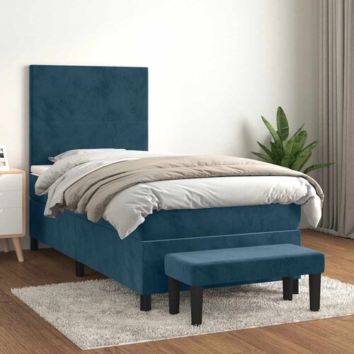 Box spring krevet s madracem tamnoplavi 90x190 cm baršunasti Cene