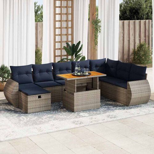  9-dijelni set vrtnih sofa s jastucima sivi od poliratana bagrem Cene
