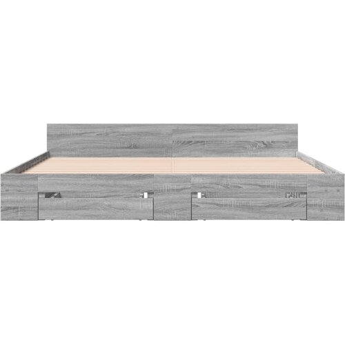  Okvir za krevet s ladicama boja hrasta 200x200 cm drveni Siva 200 x 200 cm Slike