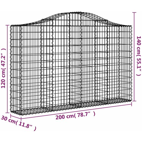  Lučne gabionske ko&amp;scaron;are 2 kom 200x30x120/140cm pocinčano željezo Slike