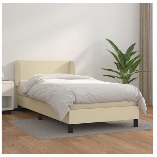  Box spring postelja z vzmetnico krem 100x200 cm umetno usnje Cene